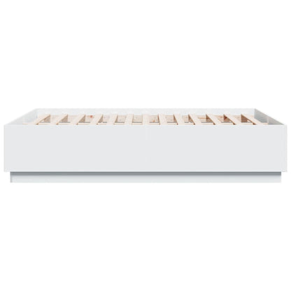 Bed Frame with LED without Mattress White 135x190 cm Double