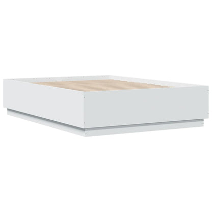 Bed Frame with LED without Mattress White 135x190 cm Double