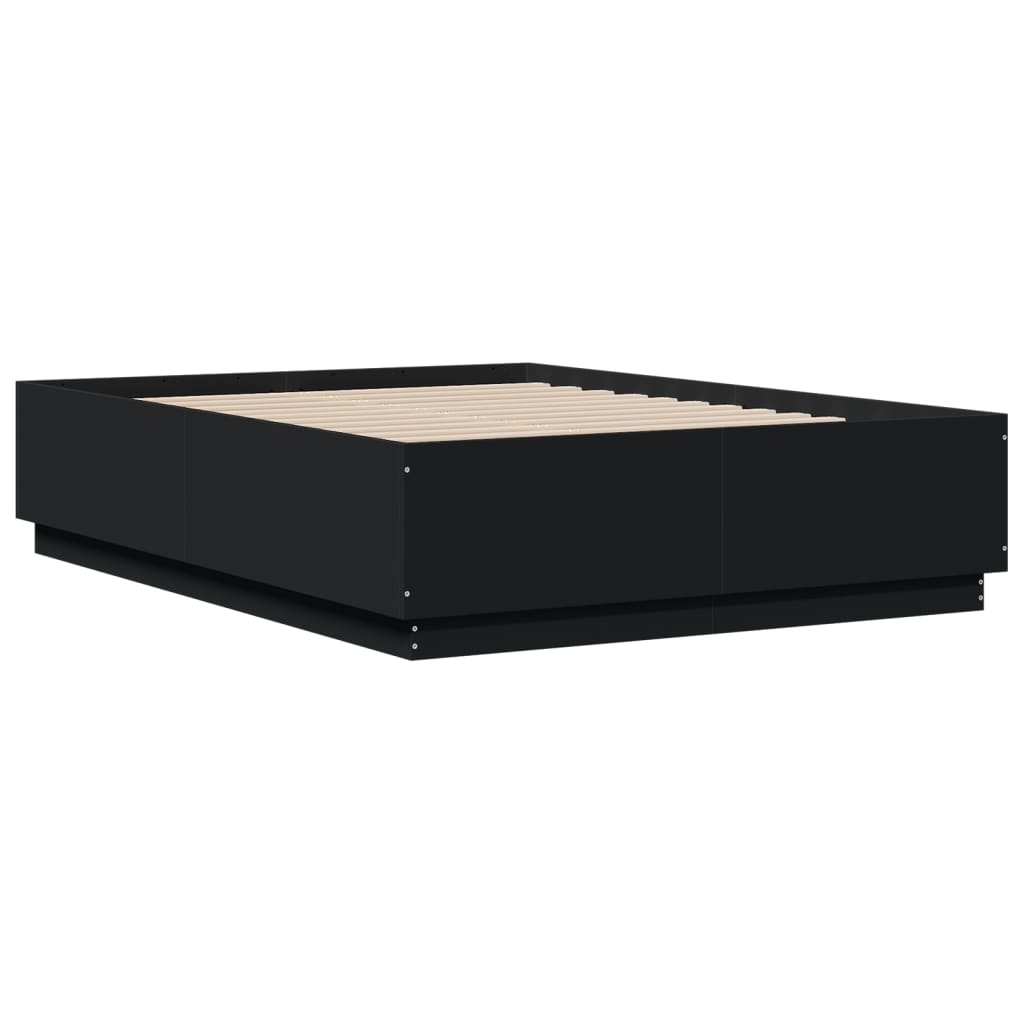 Bed Frame with LED without Mattress Black 120x190 cm Small Double