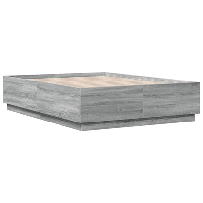 Bed Frame with LED without Mattress Grey Sonoma 120x190 cm Small Double