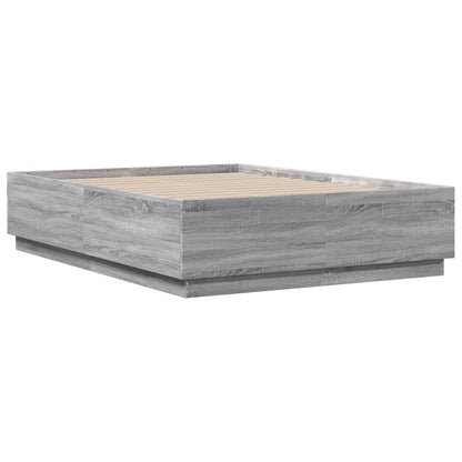 Bed Frame with LED without Mattress Grey Sonoma 120x190 cm Small Double