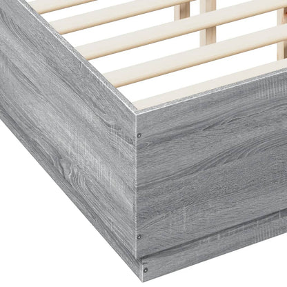 Bed Frame with LED without Mattress Grey Sonoma 120x190 cm Small Double