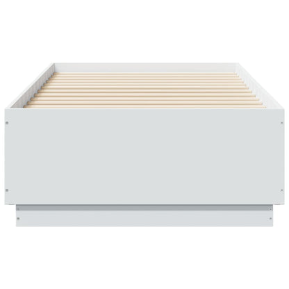 Bed Frame with LED without Mattress White 90x190 cm Single
