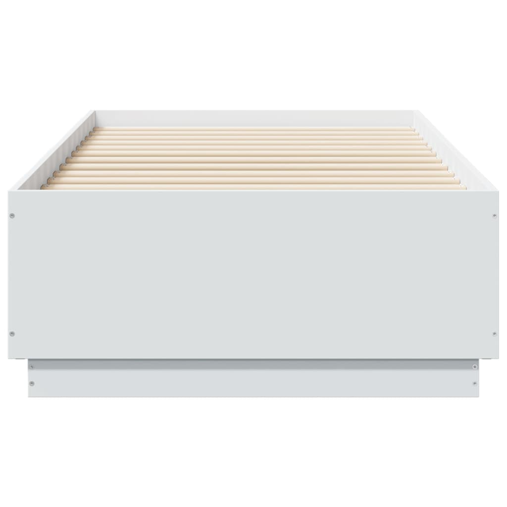 Bed Frame with LED without Mattress White 75x190 cm Small Single