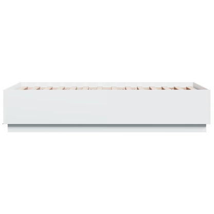 Bed Frame with LED without Mattress White 75x190 cm Small Single