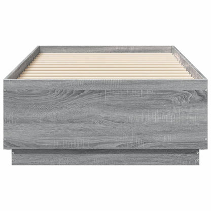 Bed Frame with LED without Mattress Grey Sonoma 75x190 cm Small Single
