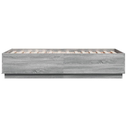 Bed Frame with LED without Mattress Grey Sonoma 75x190 cm Small Single