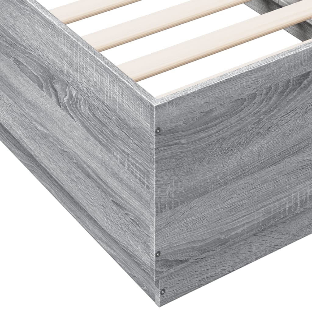 Bed Frame with LED without Mattress Grey Sonoma 75x190 cm Small Single