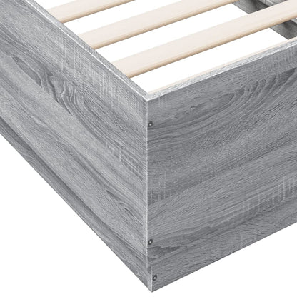 Bed Frame with LED without Mattress Grey Sonoma 75x190 cm Small Single