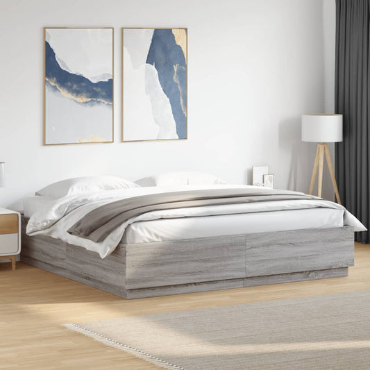 Bed Frame without Mattress Grey Sonoma 200x200 cm