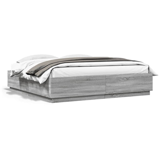 Bed Frame without Mattress Grey Sonoma 180x200 cm Super King