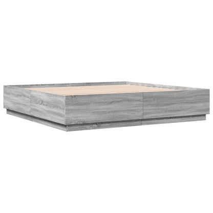 Bed Frame without Mattress Grey Sonoma 180x200 cm Super King
