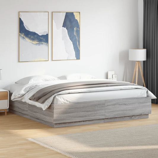 Bed Frame without Mattress Grey Sonoma 180x200 cm Super King