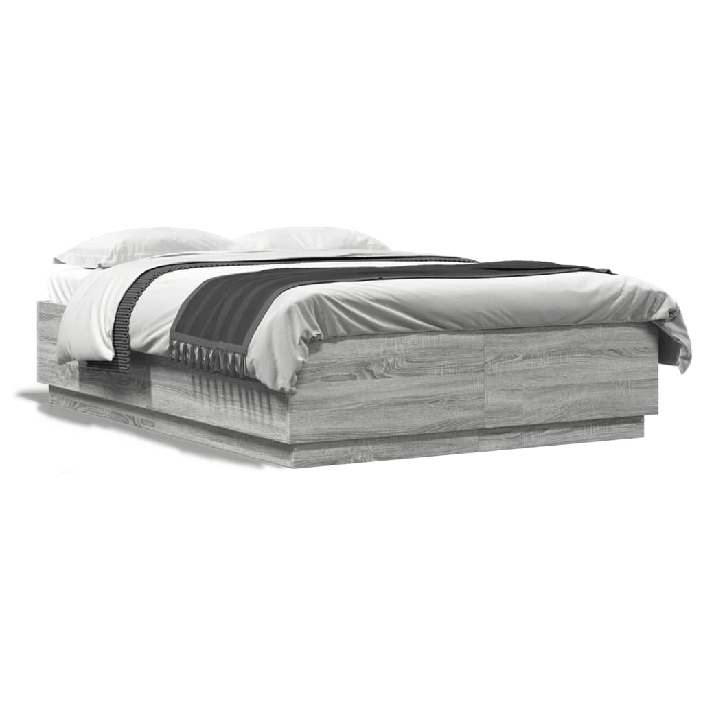 Bed Frame without Mattress Grey Sonoma 160x200 cm