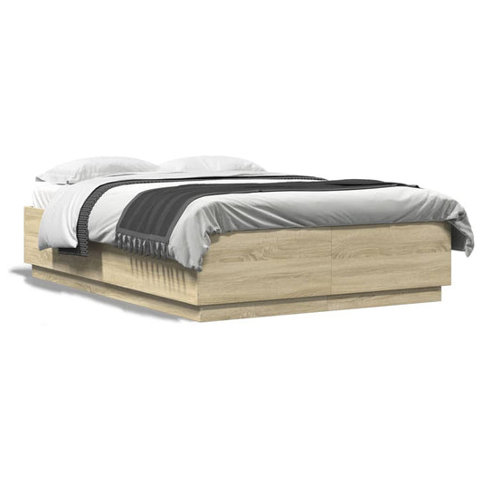 Bed Frame without Mattress Sonoma Oak 140x200 cm