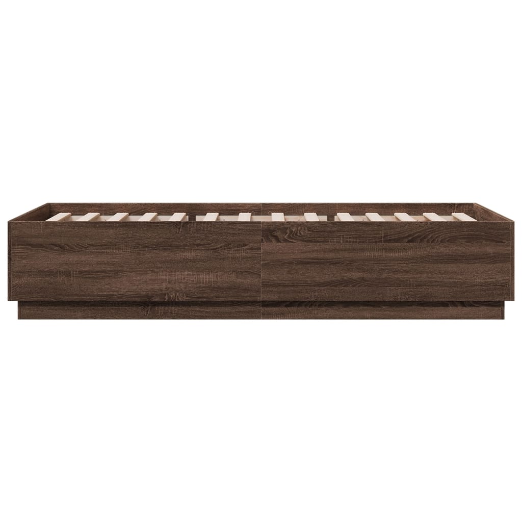 Bed Frame without Mattress Brown Oak 90x200 cm
