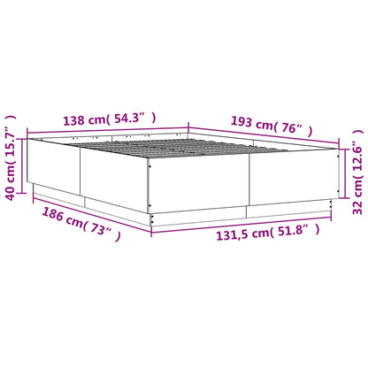 Bed Frame without Mattress Sonoma Oak 135x190 cm Double