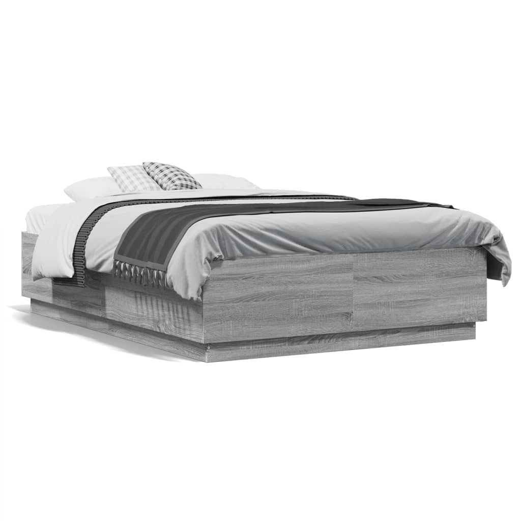 Bed Frame without Mattress Grey Sonoma 135x190 cm Double