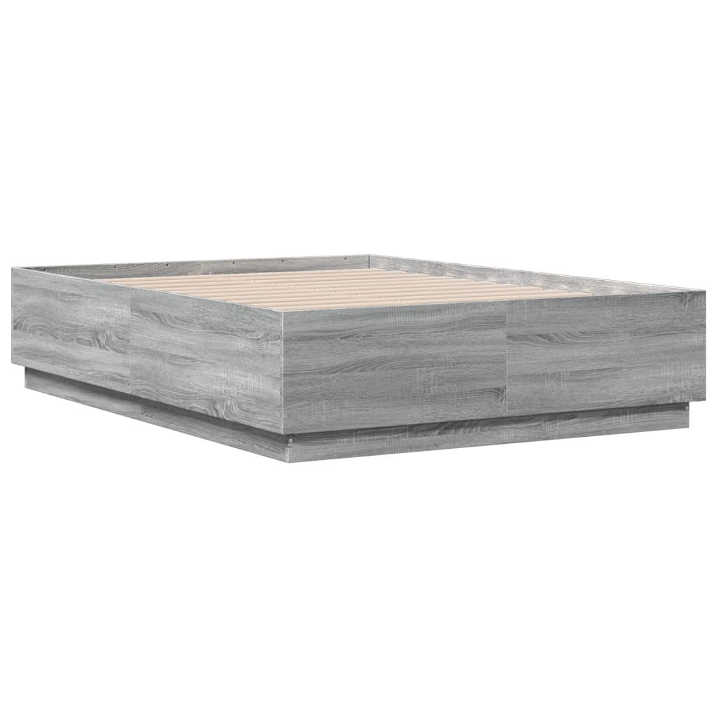 Bed Frame without Mattress Grey Sonoma 135x190 cm Double
