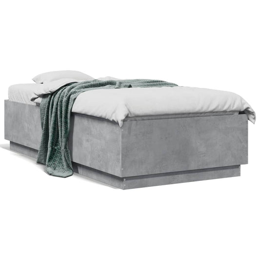 Bed Frame without Mattress Concrete Grey 75x190 cm Small Single
