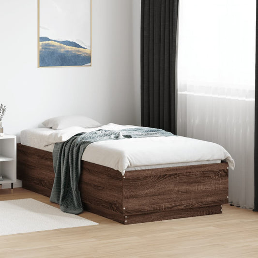 Bed Frame without Mattress Brown Oak 75x190 cm Small Single