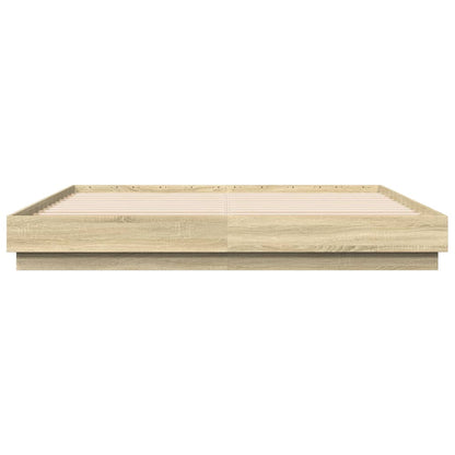 Bed Frame with LED without Mattress Sonoma Oak 200x200 cm