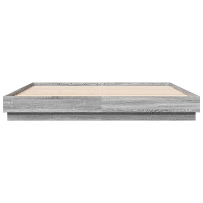 Bed Frame with LED without Mattress Grey Sonoma 200x200 cm