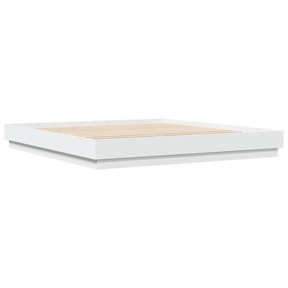 Bed Frame with LED without Mattress White 180x200 cm Super King