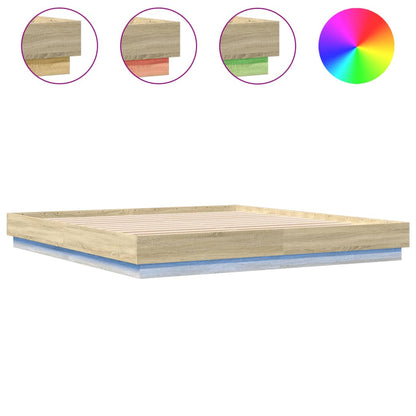 Bed Frame with LED without Mattress Sonoma Oak 180x200 cm