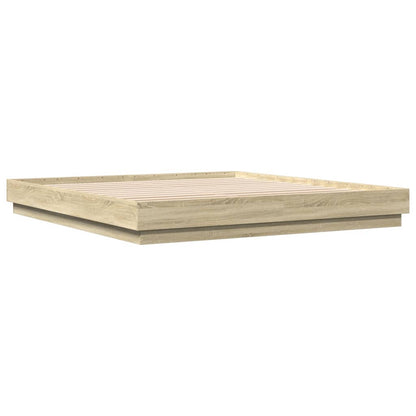 Bed Frame with LED without Mattress Sonoma Oak 180x200 cm