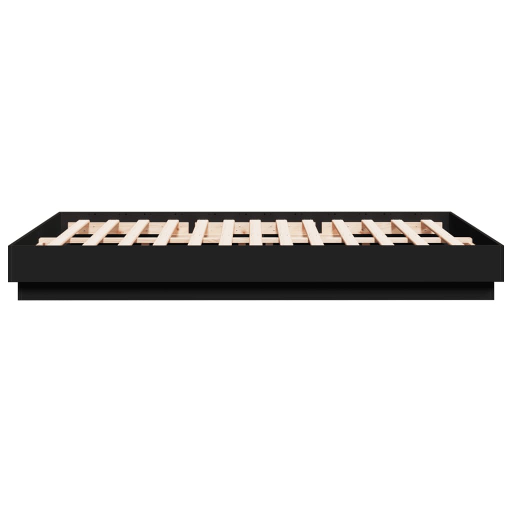 Bed Frame with LED without Mattress Black 150x200 cm King Size