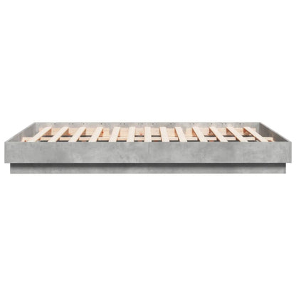 Bed Frame with LED without Mattress Concrete Grey 150x200 cm King Size