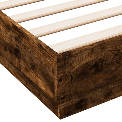 Bed Frame with LED without Mattress Smoked Oak 150x200 cm King Size