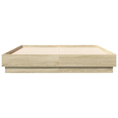 Bed Frame with LED without Mattress Sonoma Oak 120x190 cm Small Double