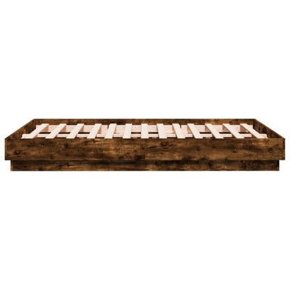 Bed Frame with LED without Mattress Smoked Oak 120x190 cm Small Double