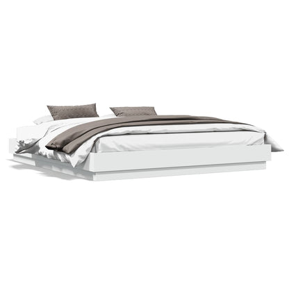 Bed Frame | White | Engineered wood | 200x200 cm | Durable | Bed Frame