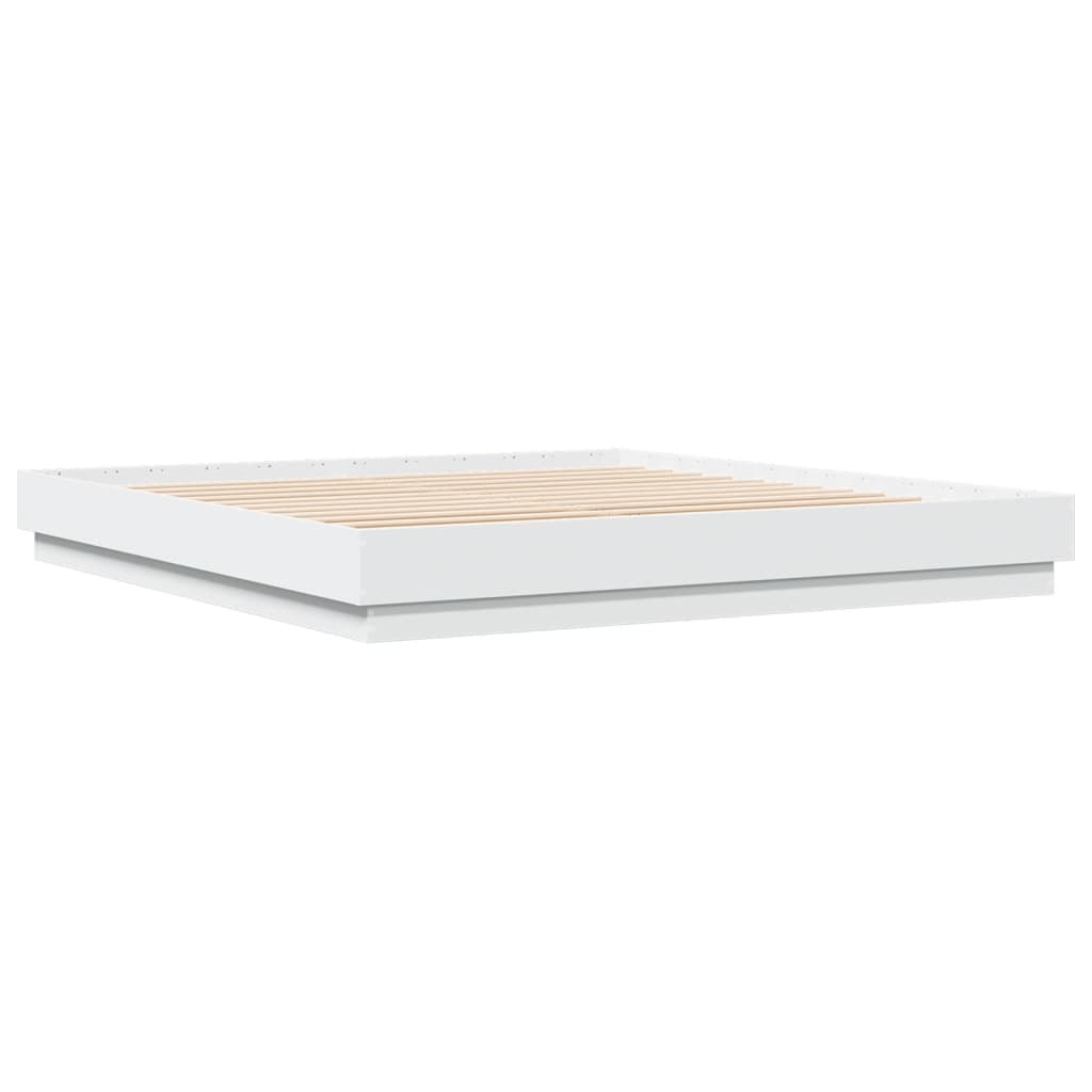 Bed Frame | White | Engineered wood | 200x200 cm | Durable | Bed Frame