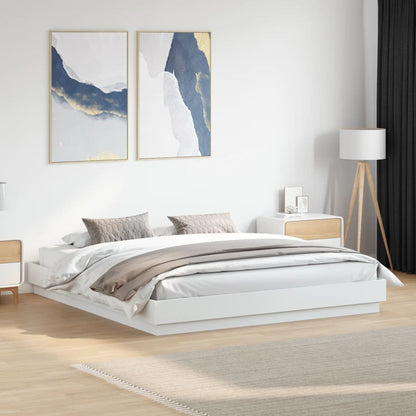 Bed Frame | White | Engineered wood | 200x200 cm | Durable | Bed Frame