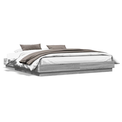 Bed Frame | Grey Sonoma | Engineered wood, Plywood slats | 200x200 cm