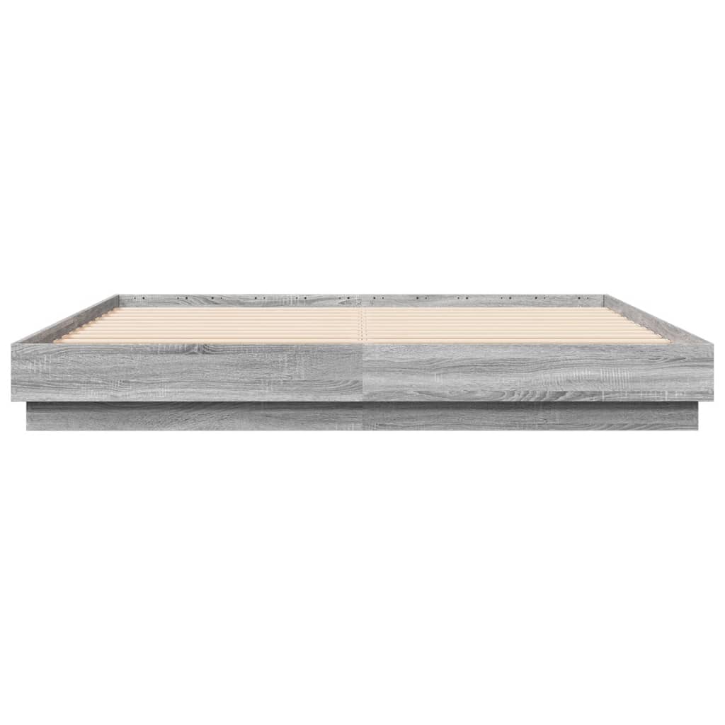 Bed Frame | Grey Sonoma | Engineered wood, Plywood slats | 200x200 cm