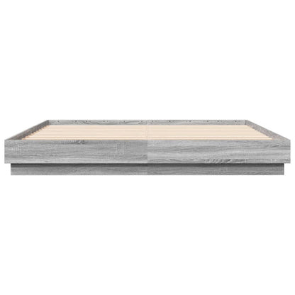 Bed Frame | Grey Sonoma | Engineered wood, Plywood slats | 200x200 cm
