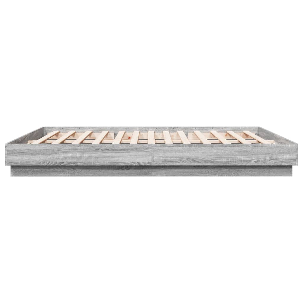 Bed Frame | Grey Sonoma | Engineered wood, Plywood slats | 200x200 cm