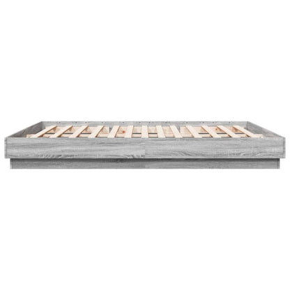 Bed Frame | Grey Sonoma | Engineered wood, Plywood slats | 200x200 cm