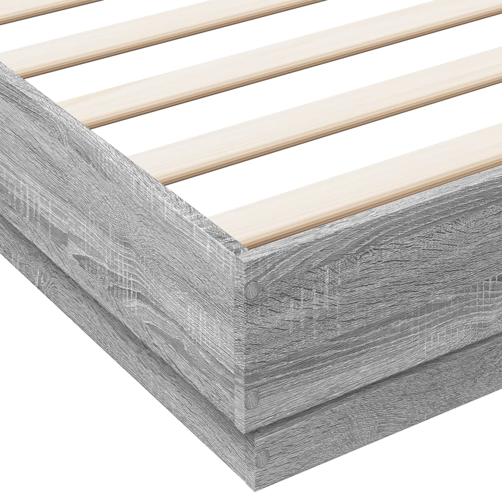 Bed Frame | Grey Sonoma | Engineered wood, Plywood slats | 200x200 cm
