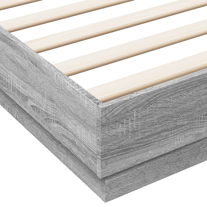 Bed Frame | Grey Sonoma | Engineered wood, Plywood slats | 200x200 cm