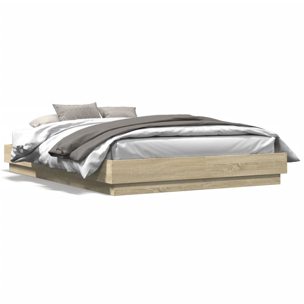 Bed Frame | Sonoma oak | Engineered wood, Plywood | Double |  Simple