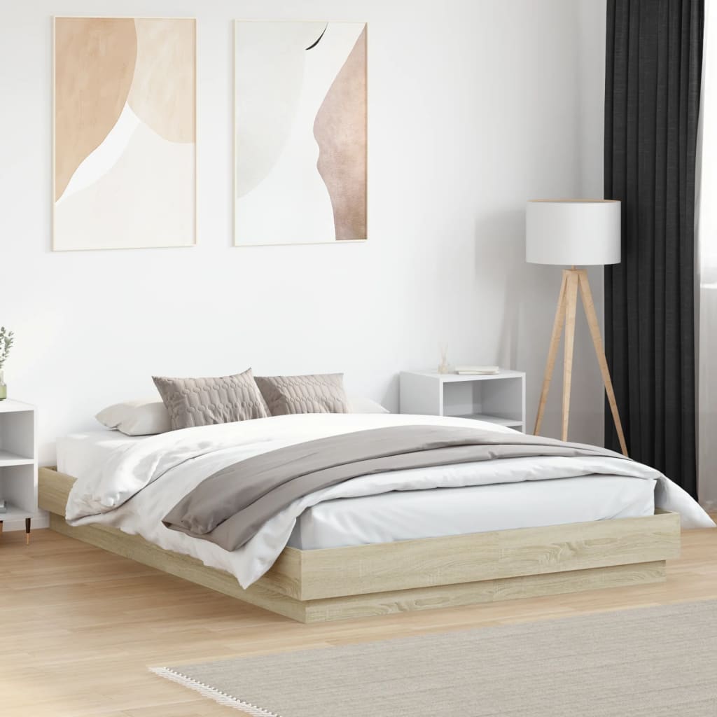 Bed Frame | Sonoma oak | Engineered wood, Plywood | Double |  Simple