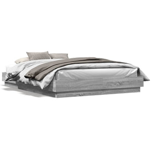 Bed Frame Grey Sonoma 150x200 cm King Size Engineered Wood