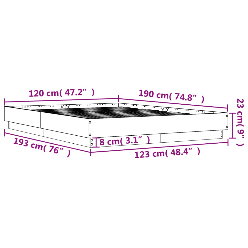 Bed Frame | Sonoma Oak | Engineered wood, Plywood | Small Double