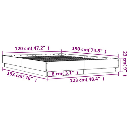 Bed Frame without Mattress Concrete Grey 120x190 cm Small Double